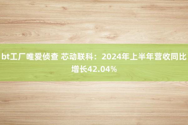 bt工厂唯爱侦查 芯动联科：2024年上半年营收同比增长42.04%