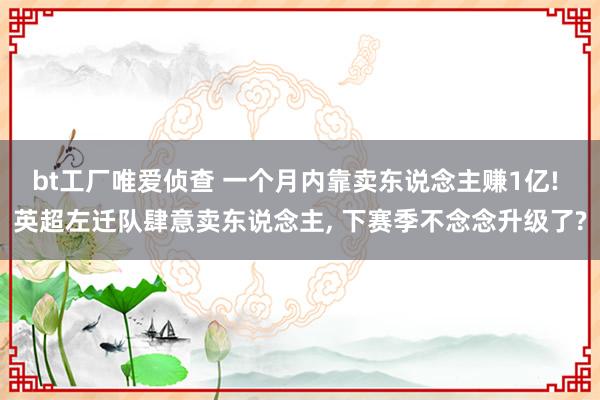 bt工厂唯爱侦查 一个月内靠卖东说念主赚1亿! 英超左迁队肆意卖东说念主, 下赛季不念念升级了?