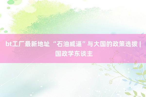 bt工厂最新地址 “石油威逼”与大国的政策选拔 | 国政学东谈主