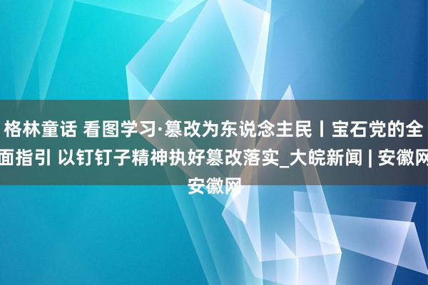 格林童话 看图学习·篡改为东说念主民丨宝石党的全面指引 以钉钉子精神执好篡改落实_大皖新闻 | 安徽网