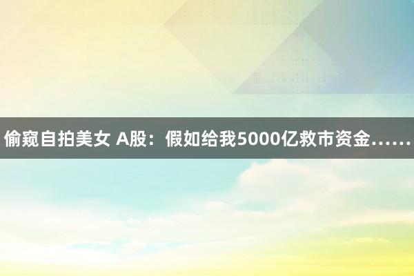 偷窥自拍美女 A股：假如给我5000亿救市资金……