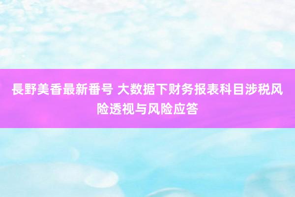 長野美香最新番号 大数据下财务报表科目涉税风险透视与风险应答