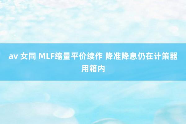 av 女同 MLF缩量平价续作 降准降息仍在计策器用箱内