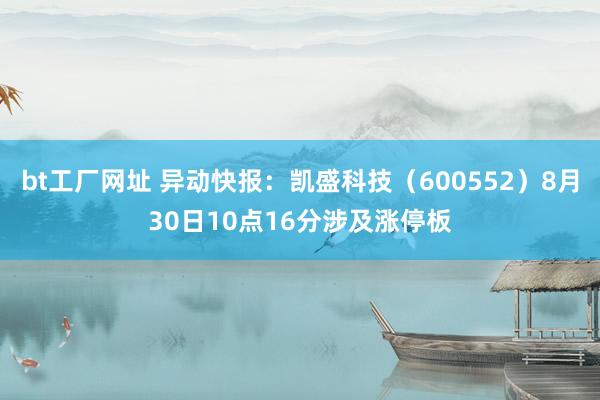 bt工厂网址 异动快报：凯盛科技（600552）8月30日10点16分涉及涨停板