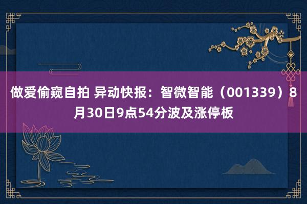 做爱偷窥自拍 异动快报：智微智能（001339）8月30日9点54分波及涨停板