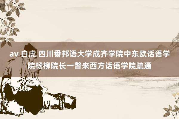 av 白虎 四川番邦语大学成齐学院中东欧话语学院杨柳院长一瞥来西方话语学院疏通