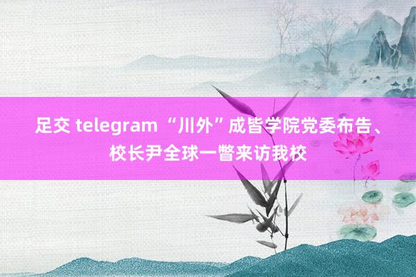 足交 telegram “川外”成皆学院党委布告、校长尹全球一瞥来访我校