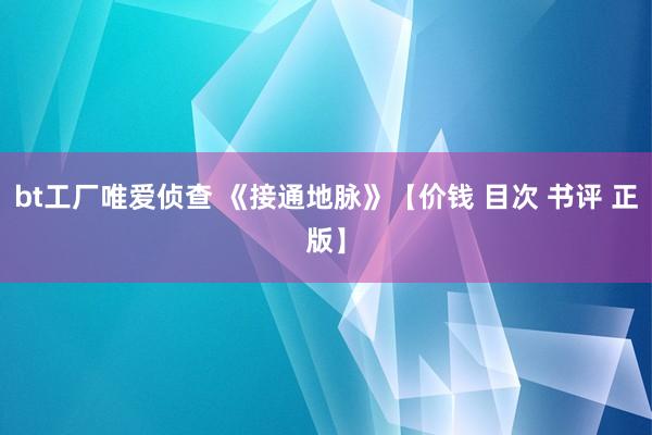 bt工厂唯爱侦查 《接通地脉》【价钱 目次 书评 正版】